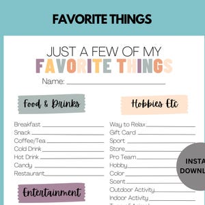 Teacher Favorites Survey, First Day of School, Questionnaire, My Favorite Things, Get to Know Me, Appreciation Survey, Daycare Activity