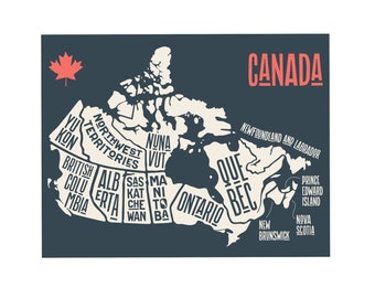 Set of 4 | Canadian Postcard | Souvenir |Travel Postcard Set | Canada Map | Postcrossing | Postcard Swap | Postcard Collection | Notecard |