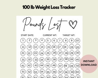 100 Pounds Lost Tracker | Weight Loss Tracker | Goal Tracker | Digital Download | Instant Download |