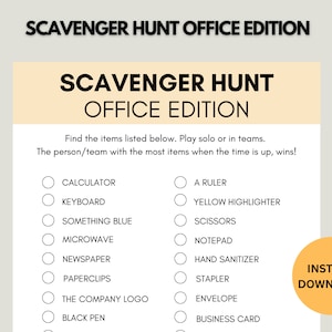 Office Party Games | Think Fast | Scavenger Hunt | Employee Work Game | Work Icebreaker | Downloadable | Team building | Instant Download