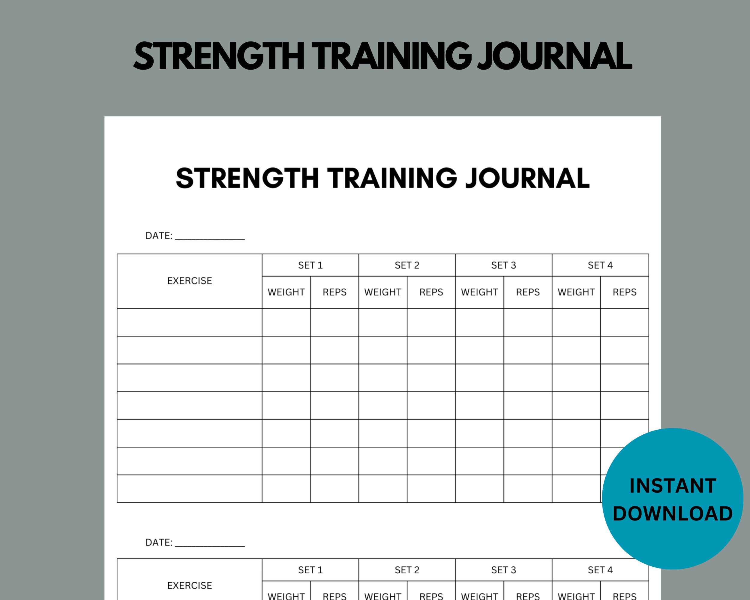 Strength Training Journal Workout Log Gym Journal Fitness Tracker