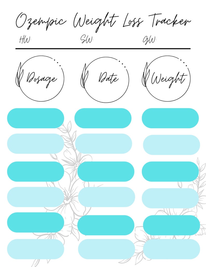 Weight Loss Tracker Ozempic Wegovy Mounjaro Weight Etsy UK