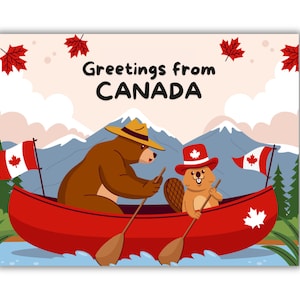 Lot de 6 | Carte postale canadienne | Cartes postales de voyage | Post-traversée | Salutations du Canada | Echange de cartes postales | Echange de cartes postales | Animaux canadiens |