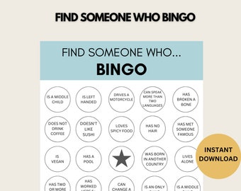 Find Someone Who Bingo fun work team or retirement party activity | Office Game | Teambuilding Activity |  Icebreaker | Get to Know You |