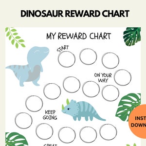 Dinosaur Reward Chart for Kids Behavior Chart Printable, Chore Chart Toddlers, PDF Instant Download Toddler Sticker Chart, Kids Chart