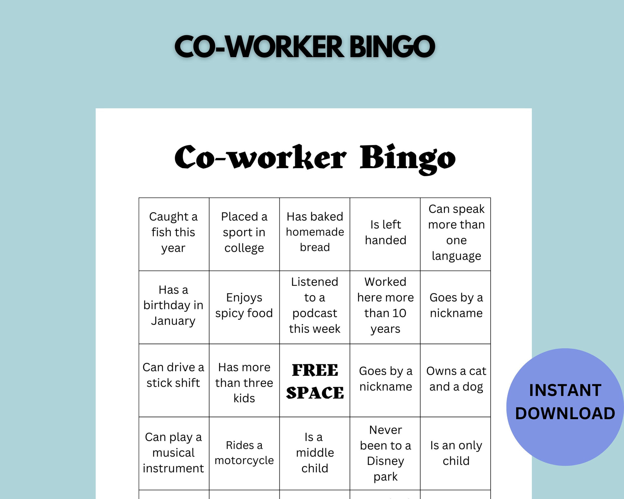Employee Bingo Workplace Gettoknow You Game Employee Etsy Canada