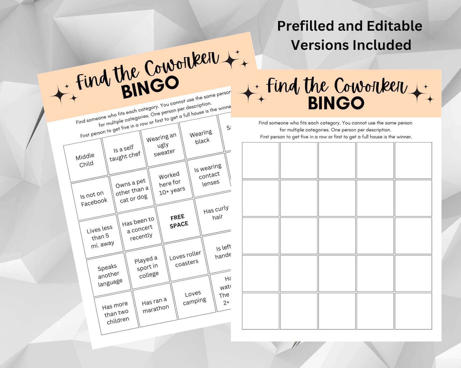 Editable Office Bingo Employee Bingo Office Party Games Etsy Canada