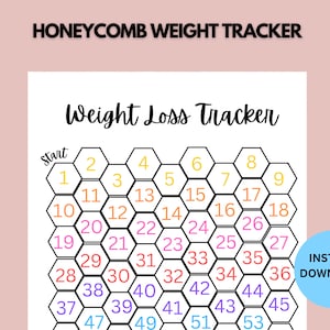 60 Lb Weight Loss Tracker | Weight Loss Tracker | Printable | Weight Loss | Fillable PDF | Digital Download | Honeycomb |