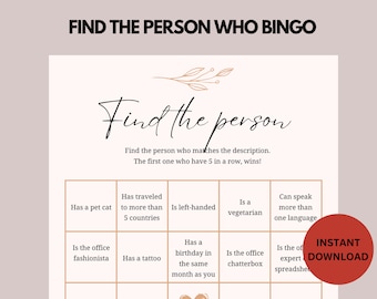 Employee Bingo | Workplace Get-to-Know You Game | Employee Work Game | Work Icebreaker | Downloadable | Team building | Instant Download