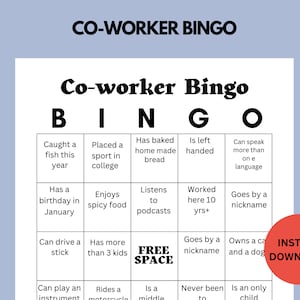 Employee Bingo Workplace Get-to-Know You Game Employee Work Game Work Icebreaker Downloadable Team building Instant Download image 1