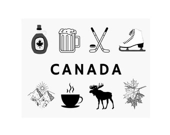 Set of 3 | Canadian Postcard | Postcrossing | Postcard Swap | Canadian Symbols | Cute Postcards | Black & White | Notecard |