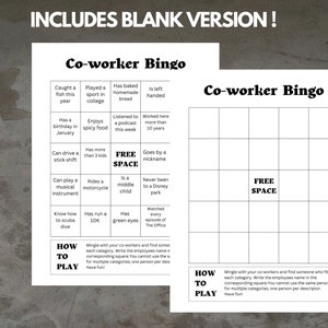 Employee Bingo Workplace Get-to-Know You Game Employee Work Game Work Icebreaker Downloadable Team building Instant Download image 2