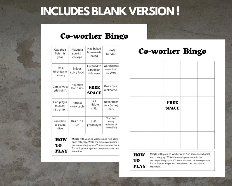 Employee Bingo Workplace Get-to-Know You Game Employee Work Game Work Icebreaker Downloadable Team building Instant Download image 2