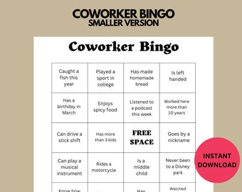 Employee Bingo | Workplace Get-to-Know You Game | Employee Work Game | Work Icebreaker | Downloadable | Team building | Instant Download |