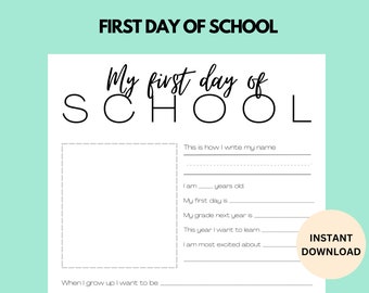 First Day of School Questions | Childhood Keepsake | Kids Interview | Childhood Memories | School Days | Back-to-School | Instant Download |