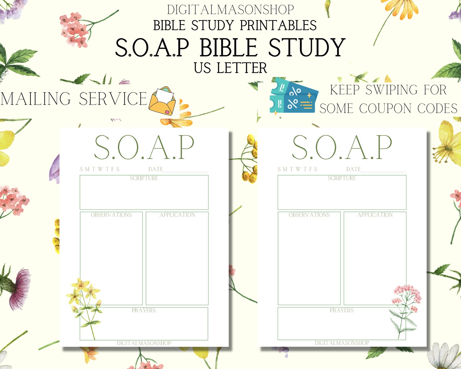Printable S.O.A.P Bible Study Sheet US Letter, Personal Use and Group ...