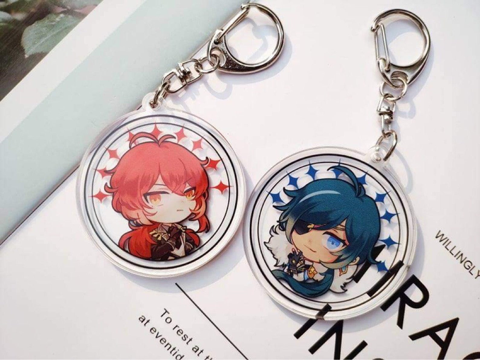GENSHIN IMPACT Acrylic Keychains Kaeya/Diluc Etsy