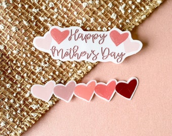 Happy mothers day sticker | ombre hearts sticker | Waterproof sticker | Sticker pack