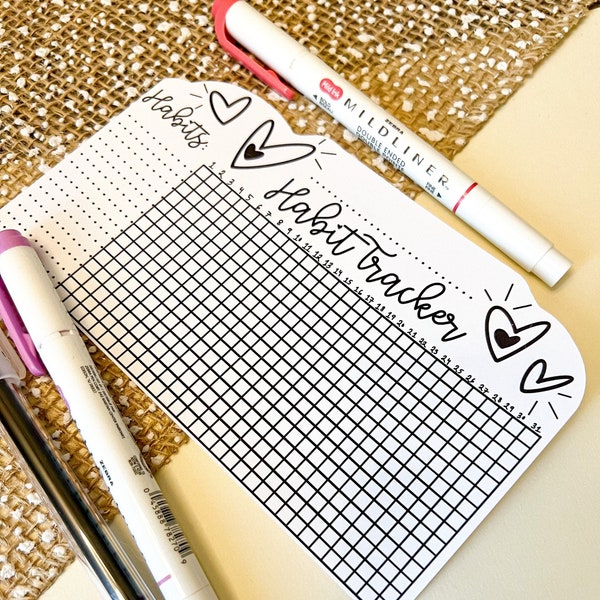 Habit tracker chart sticker | Goal planner | Journal stickers | Daily habit tracker