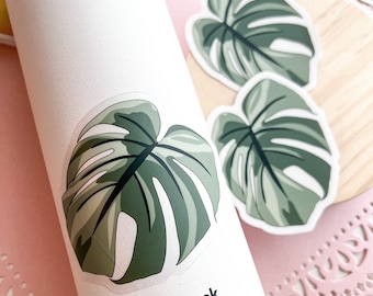 Monstera leaf sticker | Clear sticker | Waterproof vinyl sticker | Tropical sticker | Plant sticker