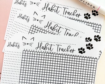 Cat habit tracker chart sticker | Goal planner | Journal stickers | Daily habit tracker| Cat stickers