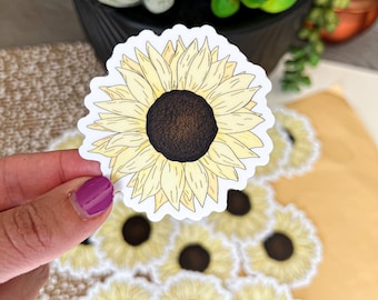 Yellow sunflower decal | waterproof sticker | Autumn sticker | sunflower sticker | botanical stickers