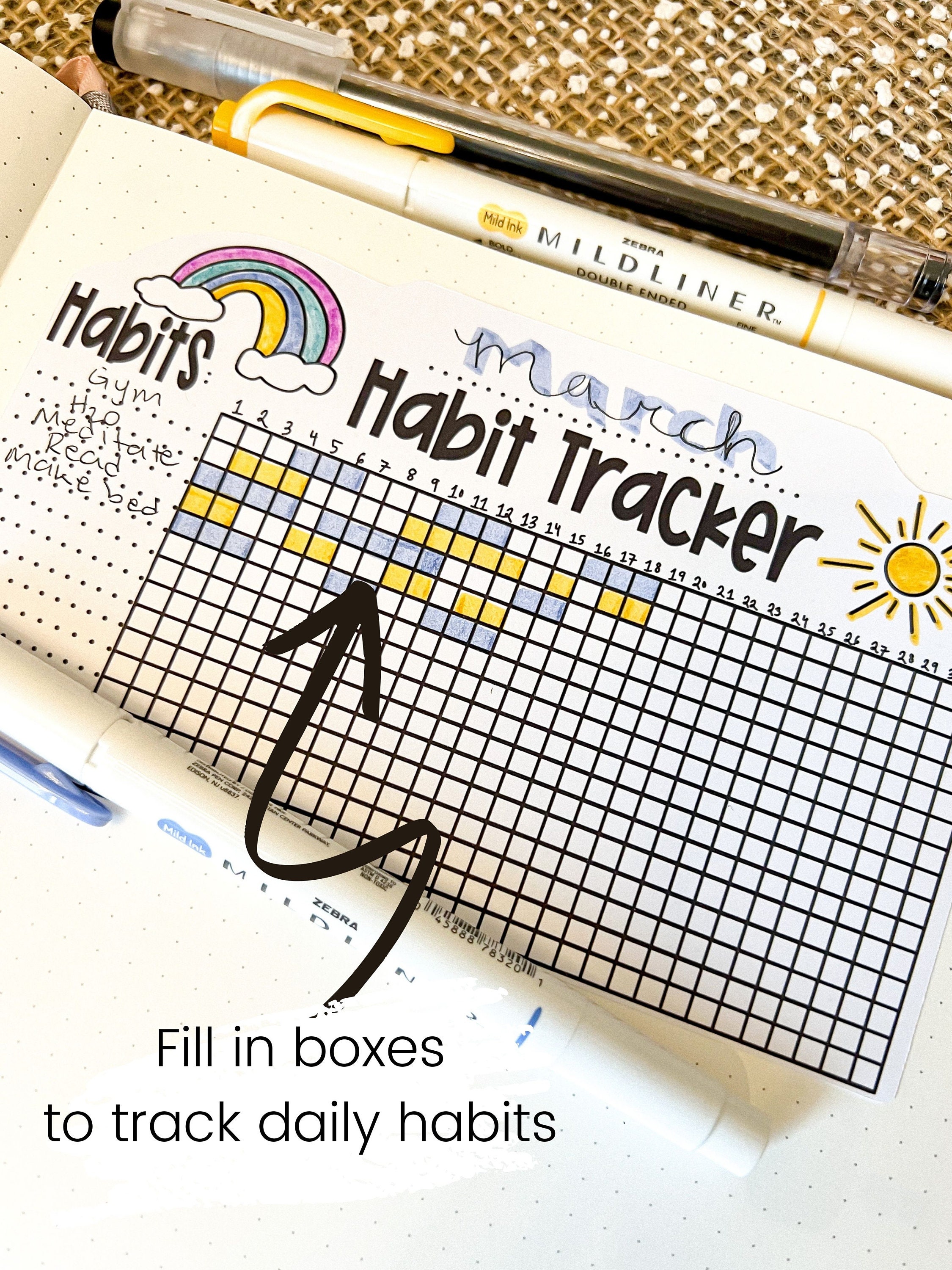 Habit Tracker Chart Sticker | Goal Planner | Journal Stickers | Daily ...