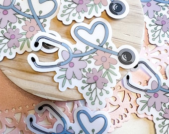 Floral Stethoscope sticker | Clear sticker | Waterproof sticker | Medical sticker