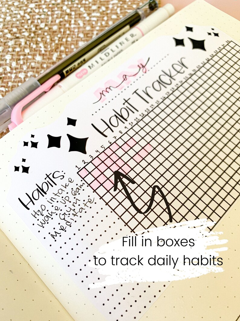 Habit Tracker Chart Sticker | Goal Planner | Journal Stickers | Daily ...