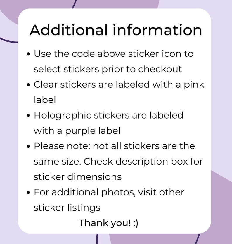 Selected Sticker Custom Sticker Pack | 5 Sticker Pack | Waterproof Stickers | Cute ...