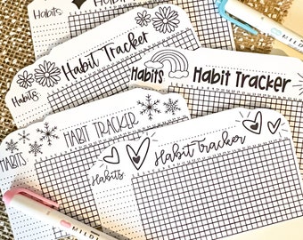Habit tracker chart sticker pack | Goal planner | Journal stickers | Daily habit tracker
