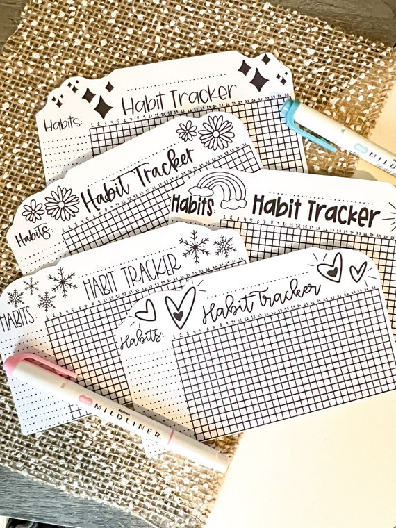 Habit tracker chart sticker pack | Goal planner | Journal stickers | Daily habit tracker