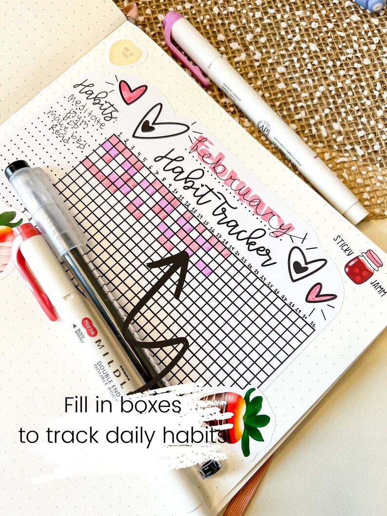 Habit Tracker Chart Sticker Goal Planner Journal Stickers | Etsy