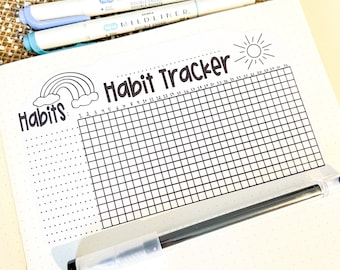 Habit tracker chart sticker | Goal planner | Journal stickers | Daily habit tracker