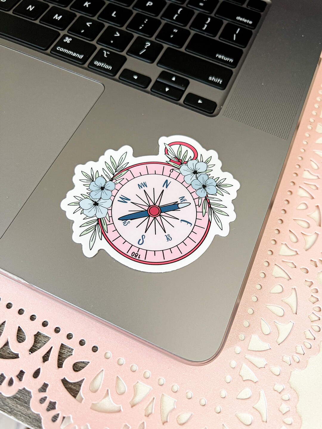 Compass Sticker Colorful Floral Compass Sticker | Travel Sticker | Waterproof Vinyl Sticker - Etsy