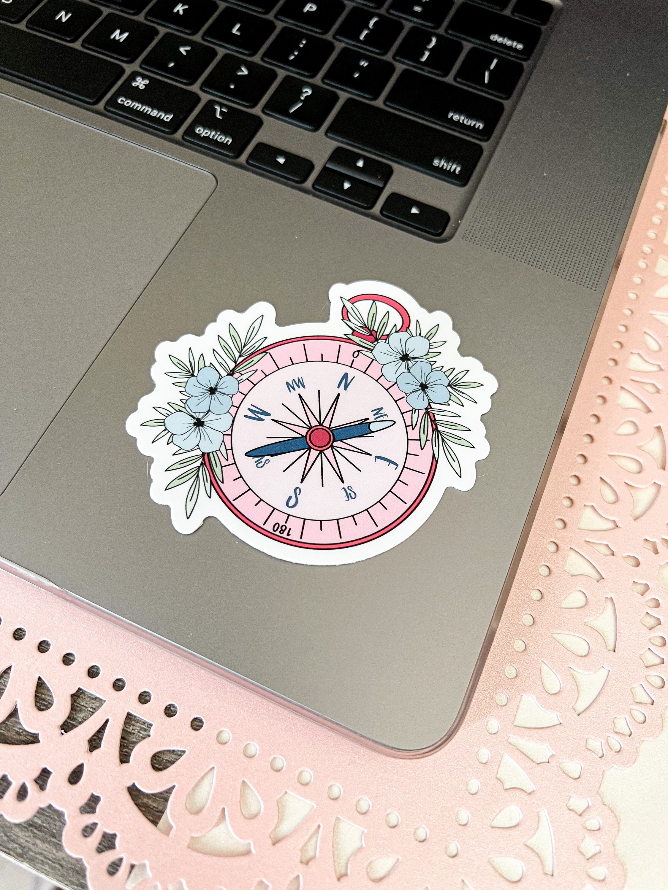 Floral Compass Sticker | Travel Sticker | Waterproof Vinyl Sticker - Etsy