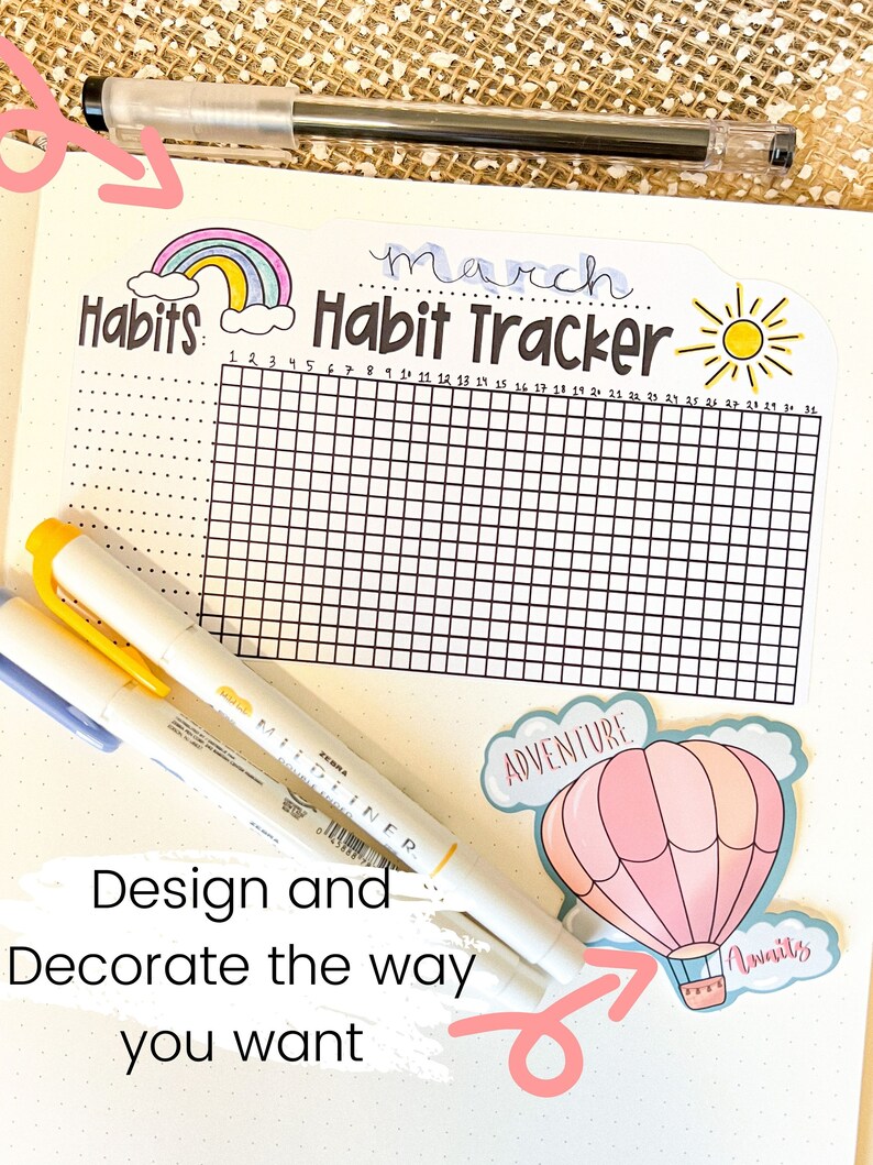 Habit Tracker Chart Sticker Goal Planner Journal Stickers - Etsy