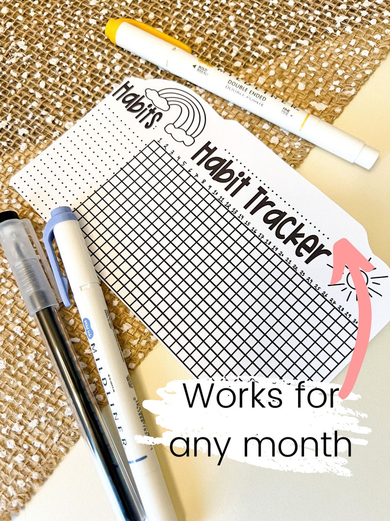Habit Tracker Chart Sticker Goal Planner Journal Stickers - Etsy