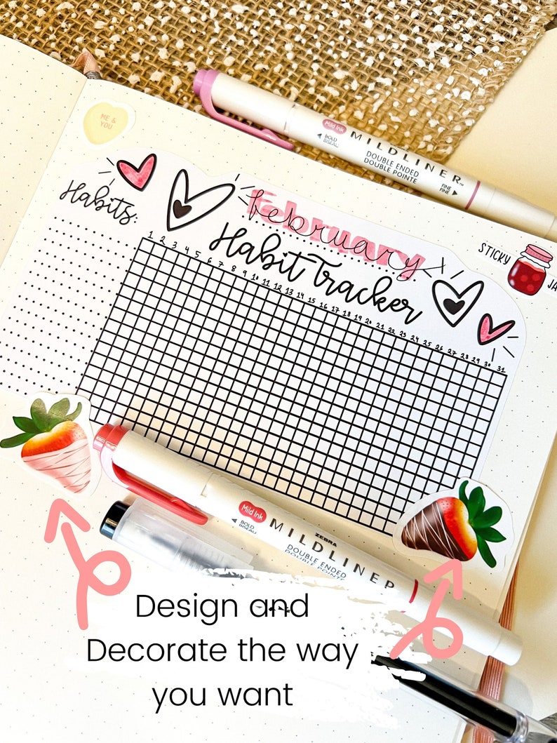 Habit Tracker Chart Sticker Goal Planner Journal Stickers | Etsy
