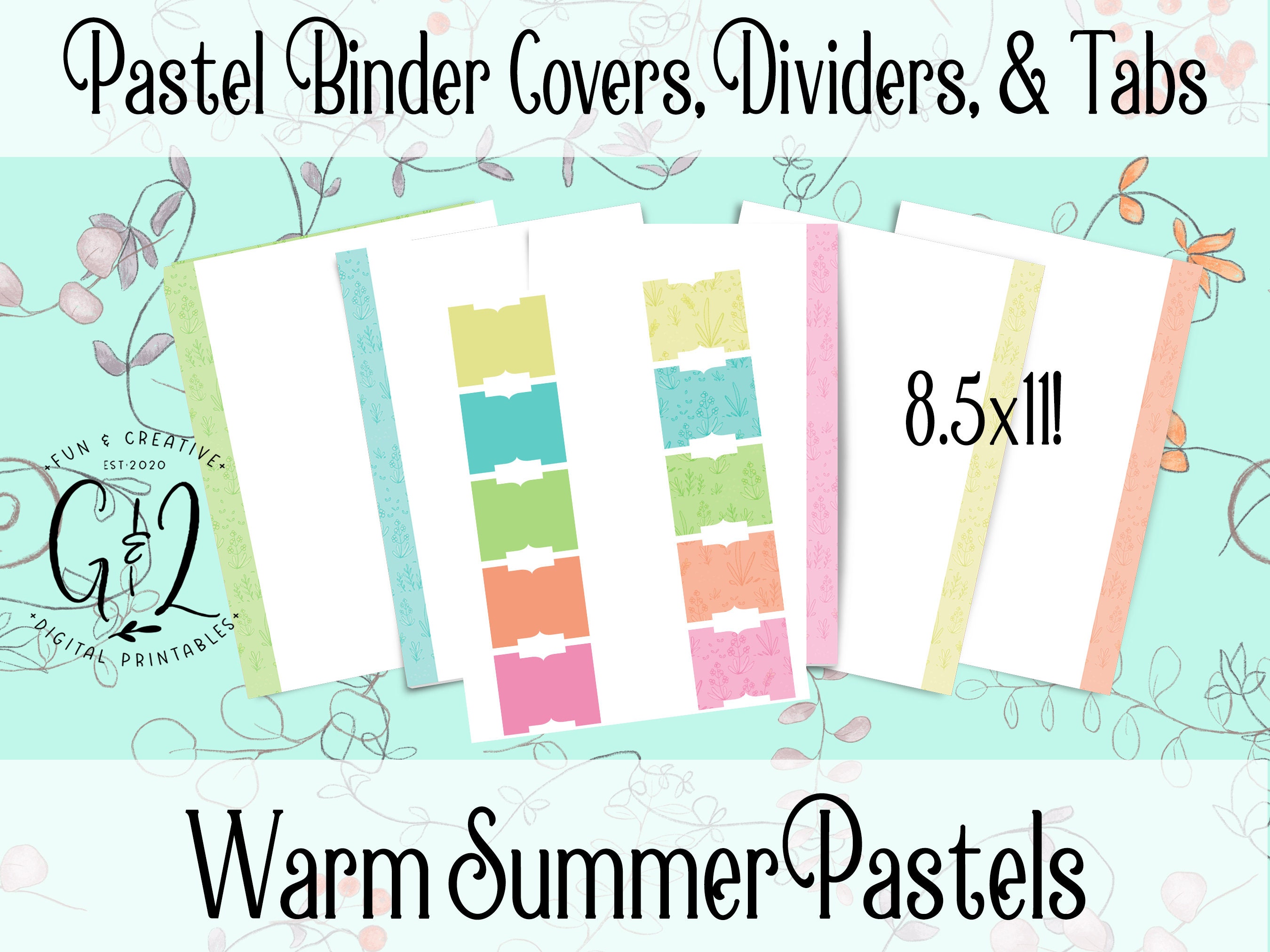 Binder Cover Inserts, Dividers, Tabs, & Spines Printable 8.5x11 Inch