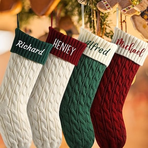 Personalized Family Christmas Stockings,2024 Embroidered Christmas Stocking,Knitted Stockings With Name,Monogram Stocking,Holiday Decor Gift