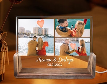 Personalized Photo Night Light Plaque,Couple Photos Lamp,Custom Acrylic Frame,Bedroom Decor,Custom Led Night Light