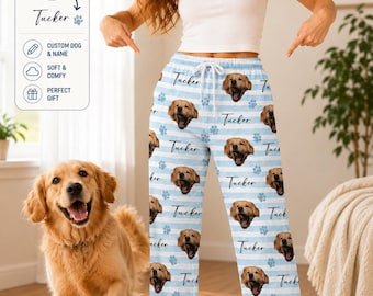 Custom Pet Photo Pajama Pants, Personalized Dog Sleepwear, Pajama Party