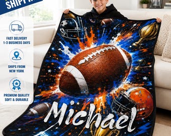 Personalized Football Cheerleader Blankets– Custom Photo & Text Blanket Gift