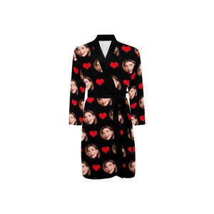 Custom Face Shawl Robe, Funny Personalized Photo Kimono Robe, Men&#39;s Shower Bath Robes, Sleepwear, Loungewear Robe, Husband Bpyfriend Gifts