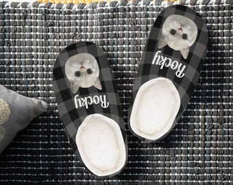 Custom Pet Portrait Slippers: Personalized Flannel Pet Lover Gift