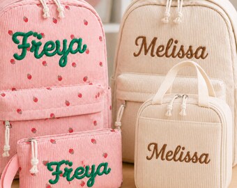 Personalized Backpack Set and Lunchbag, Custom Embroidered Backpack, Back to School for Kid