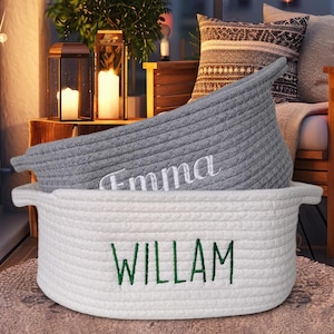 Babyparty-Geschenk-Korb, personalisierte Baby-Jungen-Namen-Baumwollseil-Korb, Ostern-Korb-Geschenk-Baby-Spielzeug-Aufbewahrungs-Organisator-Kinderzimmerdekor