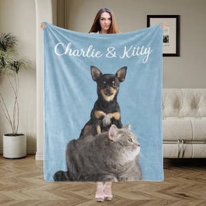 Personalisierte Haustierdecke mit Haustierfoto + Name Personalisierte Hundedecke Personalisierte Hundedecke Katzenbilddecke Haustier Fotodecke Hund Papa Geschenk
