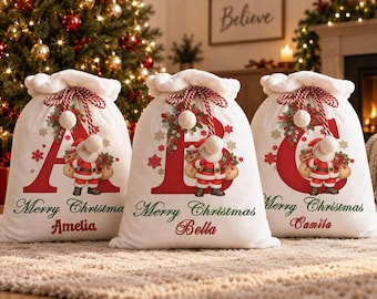 Custom Fleece Santa Sack, Personalized Christmas Gift Bag, Holiday Storage